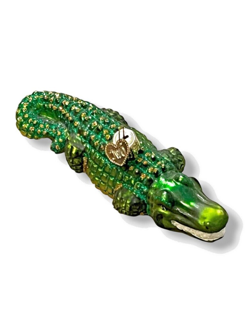 Old World Christmas 2004 Alligator 5" Ornament Blown Glass Green